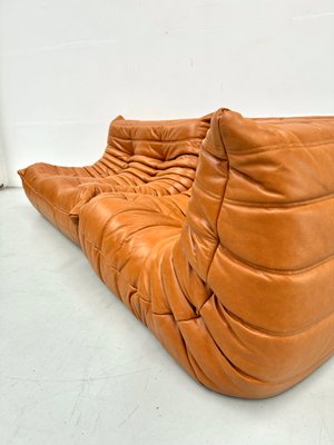 French Togo Living Room Set in Burnt Orange Leather by Michel Ducaroy for Ligne Roset, 1970s, Set of 2-XLZ-2026861