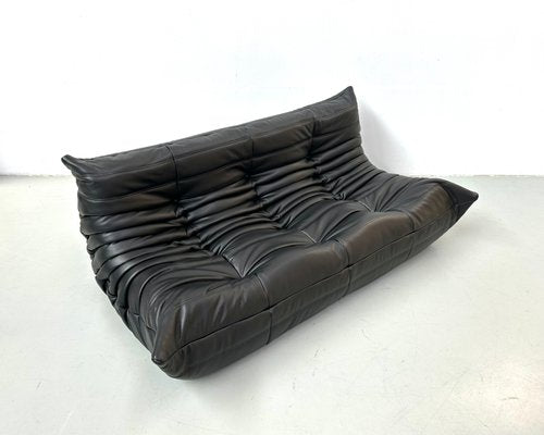 French Togo Sofa in Black Leather by Michel Ducaroy for Ligne Roset, 1970s-XLZ-2020038