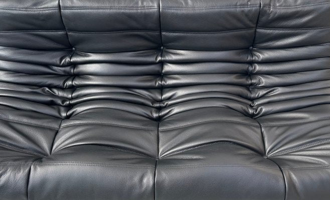 French Togo Sofa in Black Leather by Michel Ducaroy for Ligne Roset, 1970s-XLZ-2020038