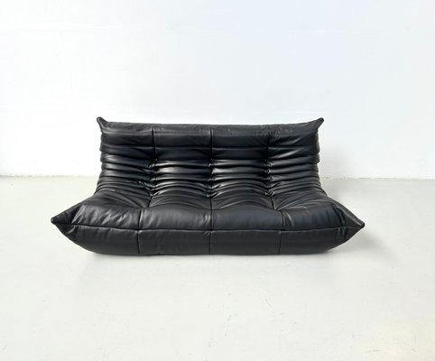 French Togo Sofa in Black Leather by Michel Ducaroy for Ligne Roset, 1970s-XLZ-2020038