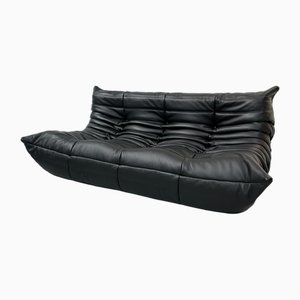 French Togo Sofa in Black Leather by Michel Ducaroy for Ligne Roset, 1970s-XLZ-2020038