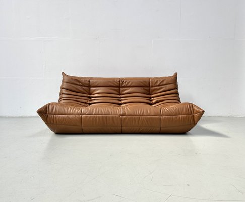 French Togo Sofa in Dark Cognac Leather by Michel Ducaroy for Ligne Roset-XLZ-2028973