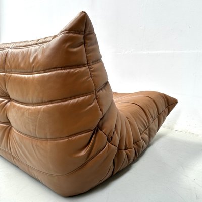 French Togo Sofa in Dark Cognac Leather by Michel Ducaroy for Ligne Roset-XLZ-2028973