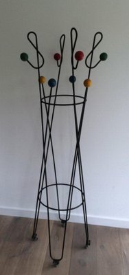 French Treble Clef Coat Hanger in Iron and Wood, 1950s-BA-658624