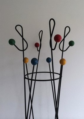 French Treble Clef Coat Hanger in Iron and Wood, 1950s-BA-658624