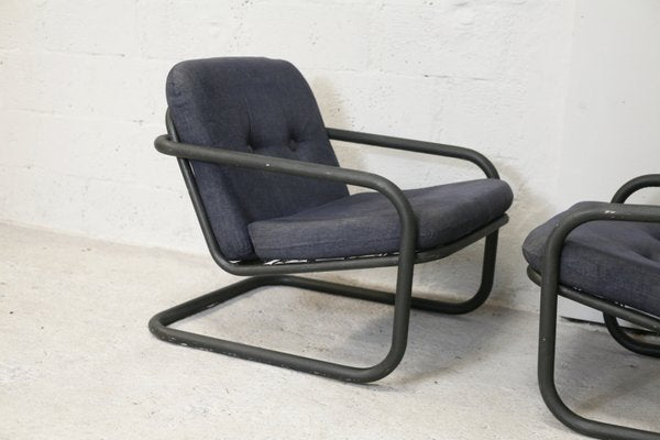 French Tubular Steel & Foam Cushions Prisunic Edition Lounge Chairs, 1973, Set of 2-MAO-843498