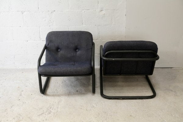 French Tubular Steel & Foam Cushions Prisunic Edition Lounge Chairs, 1973, Set of 2-MAO-843498