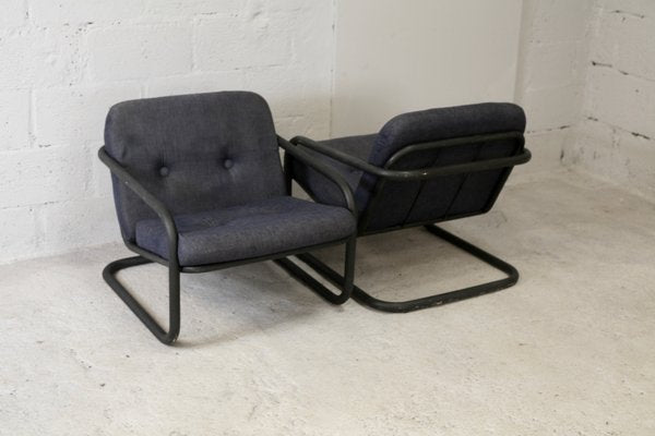 French Tubular Steel & Foam Cushions Prisunic Edition Lounge Chairs, 1973, Set of 2-MAO-843498