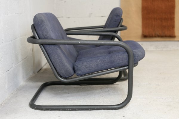 French Tubular Steel & Foam Cushions Prisunic Edition Lounge Chairs, 1973, Set of 2-MAO-843498