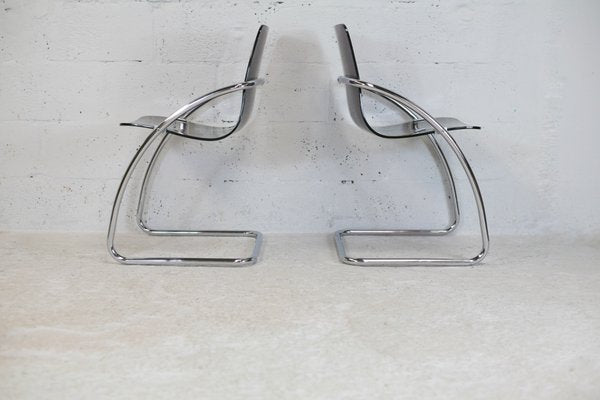 French Tubular Steel Mauve Acrylic Glass Chairs by Yves Christin for Airborne, 1970s, Set of 2-MAO-1076142