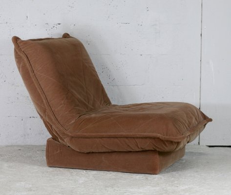 French Velvet Fireside Caramel Chair, 1970s-MAO-1219692