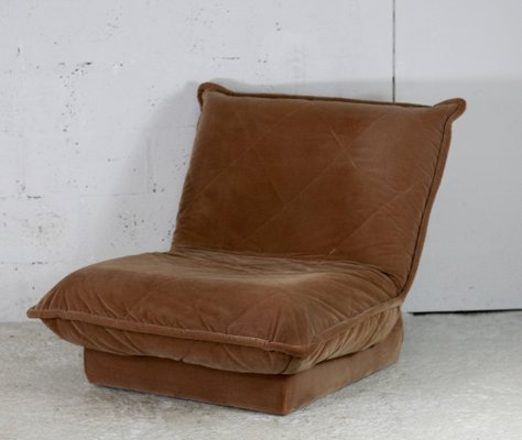 French Velvet Fireside Caramel Chair, 1970s-MAO-1219692