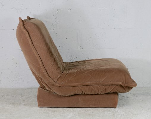 French Velvet Fireside Caramel Chair, 1970s-MAO-1219692