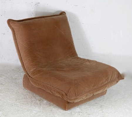 French Velvet Fireside Caramel Chair, 1970s-MAO-1219692