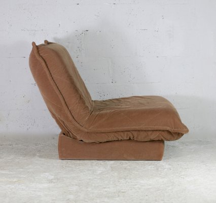 French Velvet Fireside Caramel Chair, 1970s-MAO-1219692