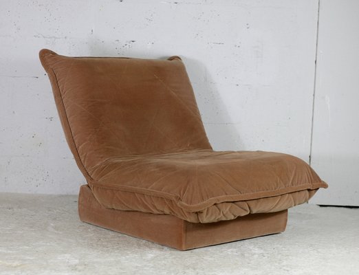 French Velvet Fireside Caramel Chair, 1970s-MAO-1219692