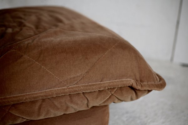 French Velvet Fireside Caramel Chair, 1970s-MAO-1219692