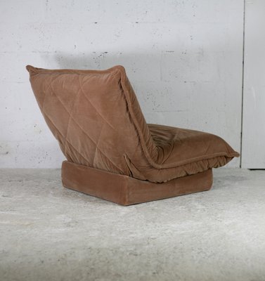 French Velvet Fireside Caramel Chair, 1970s-MAO-1219692