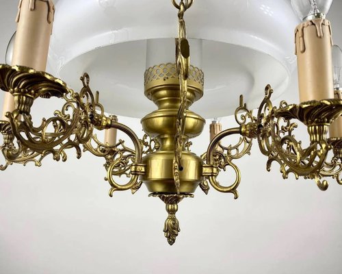 French Victorian Opaline Glass Chandelier, 1950s-GYX-1345205