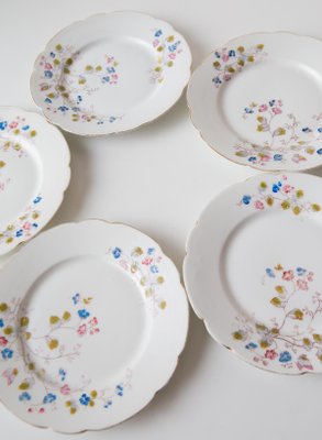 French Vieux Paris Hand Painted Dessert Plates from Befos, Set of 5-JWI-2032079