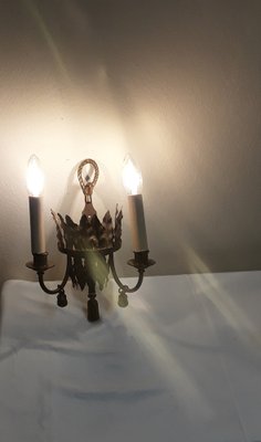 French Wall Lamp with Decorated Brass Frame from Chapels & Fils, 1960s-HOI-1800520