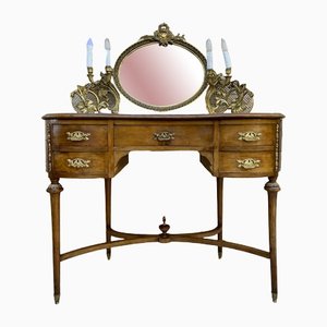 French Walnut and Bronze Vanity with Candelabra Arms-NOU-1304270