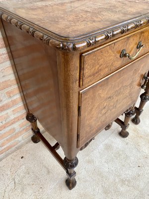 French Walnut and Burl Nightstands with Drawer, 1940, Set of 2-NOU-1747294