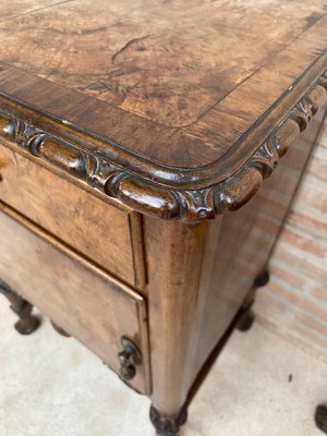 French Walnut and Burl Nightstands with Drawer, 1940, Set of 2-NOU-1747294