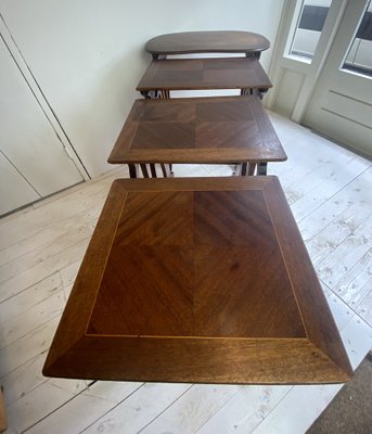 French Walnut Nesting Tables 1920s, Set of 4-WZZ-971108