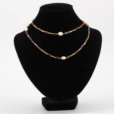 French White and Pink Cultured Pearls 18 Karat Rose Gold Necklace, 1980s-OLU-970999