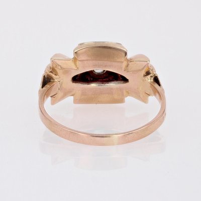 French White Sapphires 18 Karat Rose Gold Knot Tank Ring, 1940s-OLU-1799877