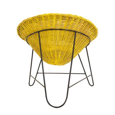 French Wicker Chair in Iron with Natural Fiber by Mathieu Matégot, 1950-UZ-1329715