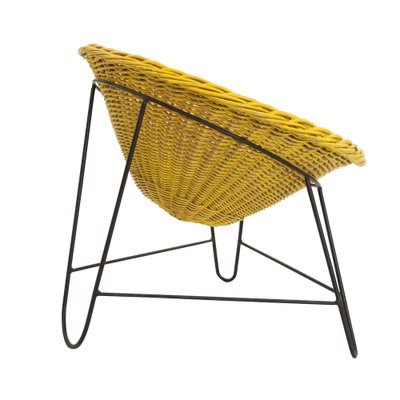 French Wicker Chair in Iron with Natural Fiber by Mathieu Matégot, 1950-UZ-1329715