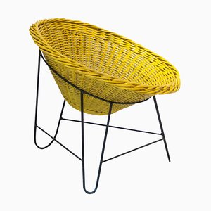 French Wicker Chair in Iron with Natural Fiber by Mathieu Matégot, 1950-UZ-1329715