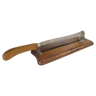 French Wood and Steel Bread Knife on Wood Plate, 20th Century-UR-1756081