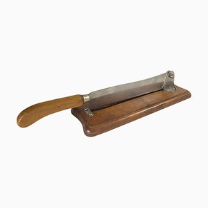 French Wood and Steel Bread Knife on Wood Plate, 20th Century-UR-1756081