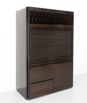 French Wood Cabinet with Tambour Roll-Top, 1980s-RIU-1444161