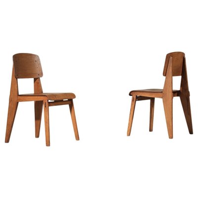 French Wood Chairs attributed to Jean Prouvé, 1950s, Set of 2-YU-1800699