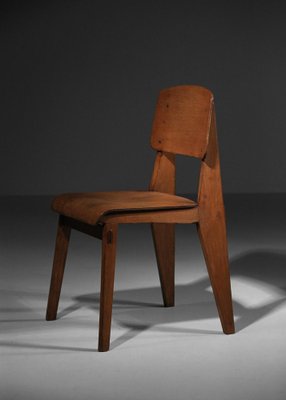 French Wood Chairs attributed to Jean Prouvé, 1950s, Set of 2-YU-1800699