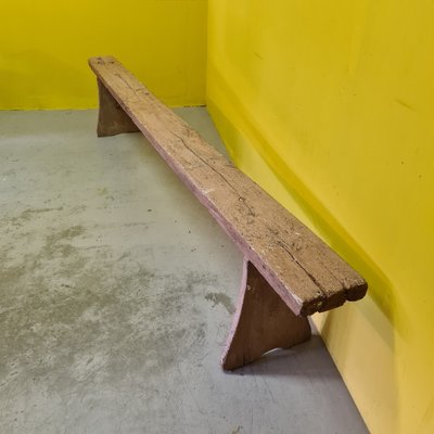 French Wooden Farmers Hall Bench, 1890s-VHW-1811483