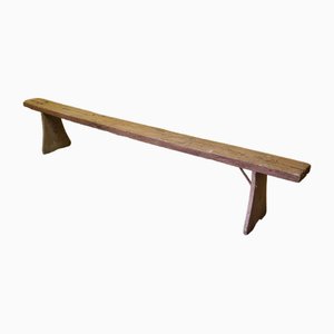 French Wooden Farmers Hall Bench, 1890s-VHW-1811483