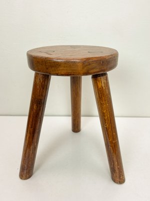 French Wooden Tripod Stool, 1960s-WZZ-1728794