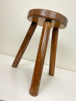 French Wooden Tripod Stool, 1960s-WZZ-1728794