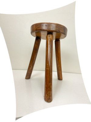 French Wooden Tripod Stool, 1960s-WZZ-1728794