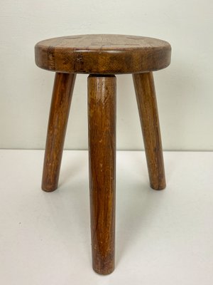 French Wooden Tripod Stool, 1960s-WZZ-1728794