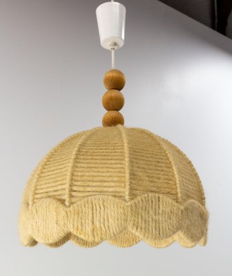 French Wool on Metallic Frame Chandelier Ceiling Pendant, 1970s-RIU-1394188