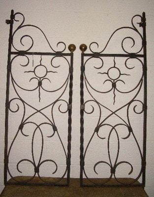 French Wroight Iron Gates, 1940s, Set of 2-BA-658380