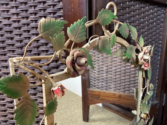 French Wrought Iron Mirror with Roses, 1970s-WZZ-777110