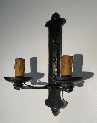 French Wrought Iron Sconces, 1950s, Set of 6-BA-1705391