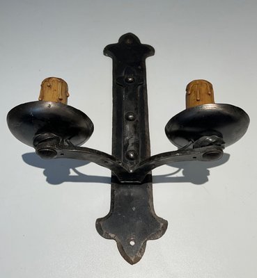 French Wrought Iron Sconces, 1950s, Set of 6-BA-1705391